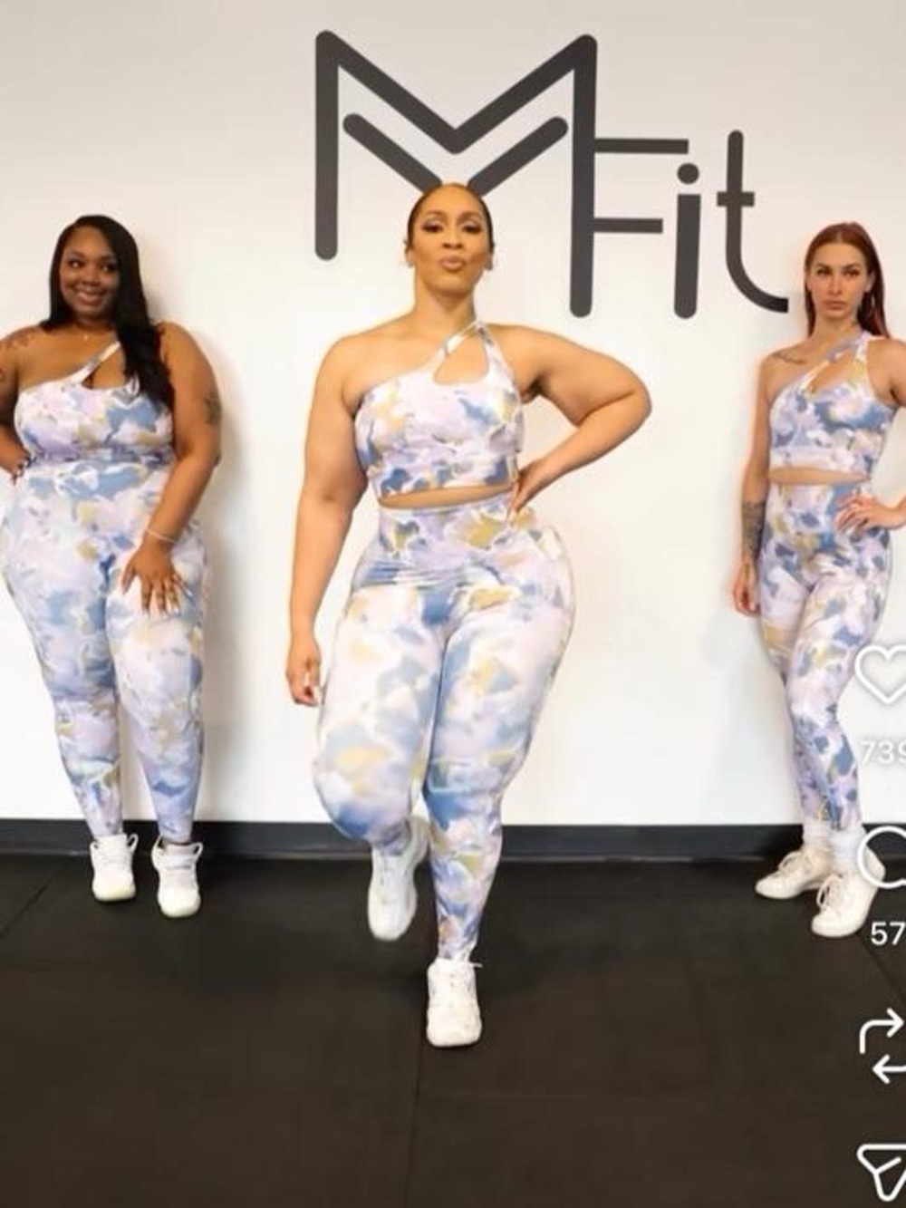 Women's One-Shoulder High-Waist Leggings Set in Pastel Multi